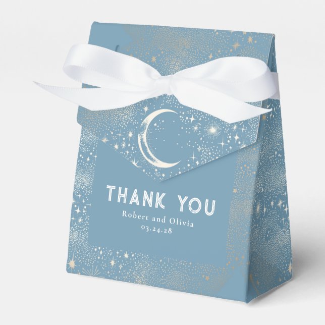 Celestial Moon Stars Mystical Wedding Thank You Favor Boxes (Front Side)