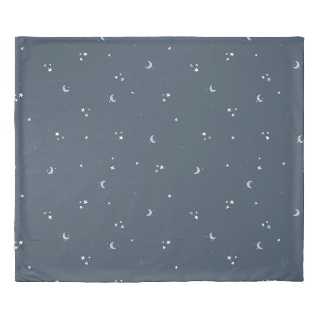 Celestial Moon & Stars Night Sky Design Duvet Cover (Front)