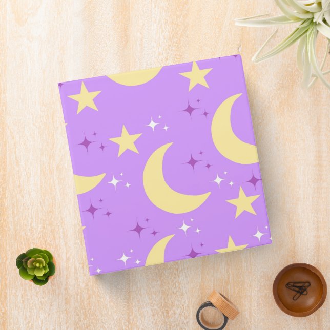 Celestial Moon Stars Pattern 3 Ring Binder (In Situ)
