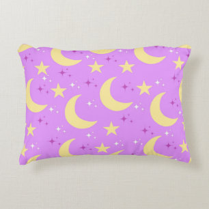 Celestial Moon Stars Pattern Accent Pillow