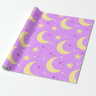Celestial Moon Stars Pattern Wrapping Paper