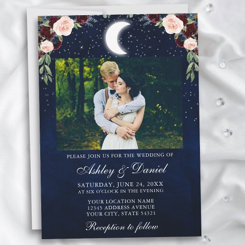 Celestial Moon Stars Photo Wedding Invitation