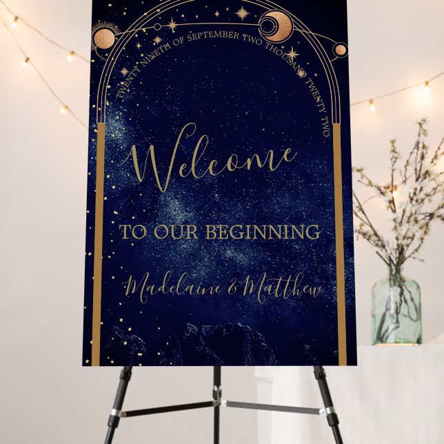  Celestial Moon Stars Sky Evening Welcome Wedding  Foam Board (In Situ (Stand))
