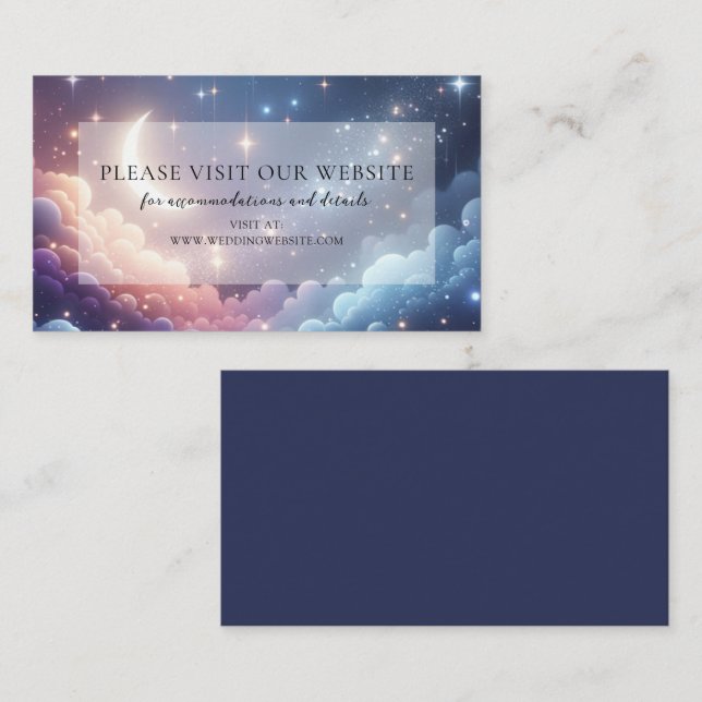 Celestial Moon Stars Starry Night Wedding Website Enclosure Card (Front/Back)