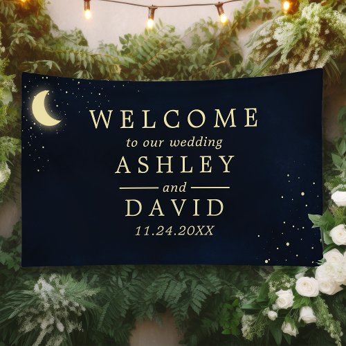 Celestial Moon Stars Starry Wedding Welcome Banner