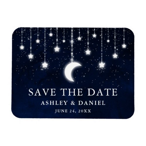 Celestial Moon Stars String Lights Save The Date Magnet