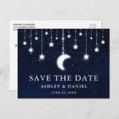 Celestial Moon Stars String Lights Save The Date Postcard | Zazzle