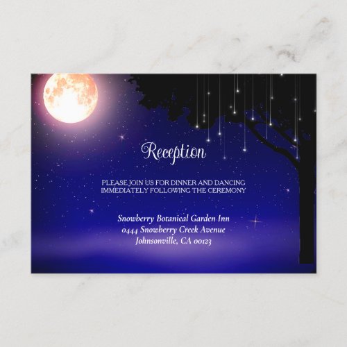 Celestial Moon Stars String Lights Wedding Enclosure Card