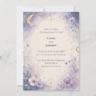 Celestial Moon Stars Watercolor Wedding Invite
