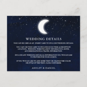 Celestial Moon Stars Wedding Details Insert Card