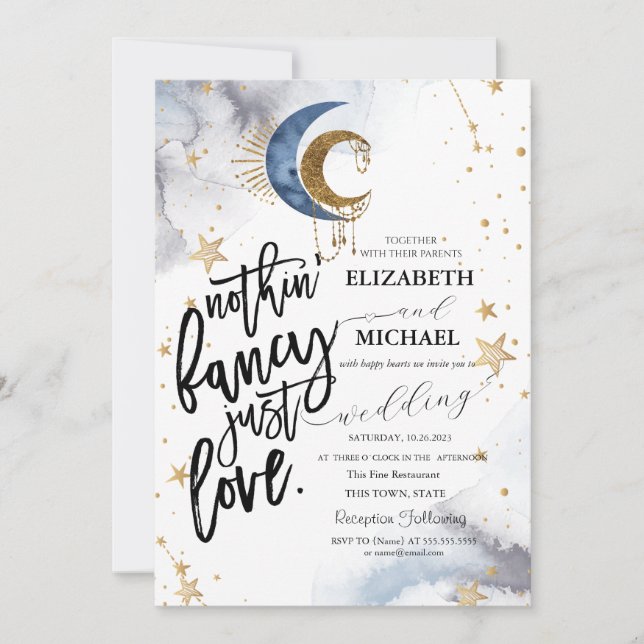 Celestial Moon,Stars Wedding   Invitation (Front)