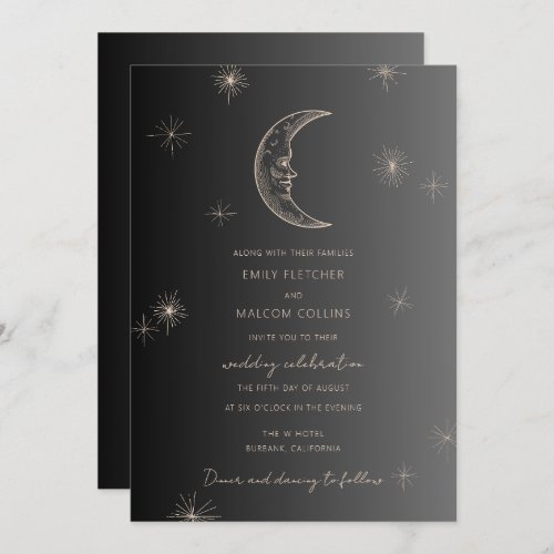 Celestial Moon Stars Wedding Invitation