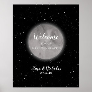 Celestial Moon & Stars Wedding Welcome Sign