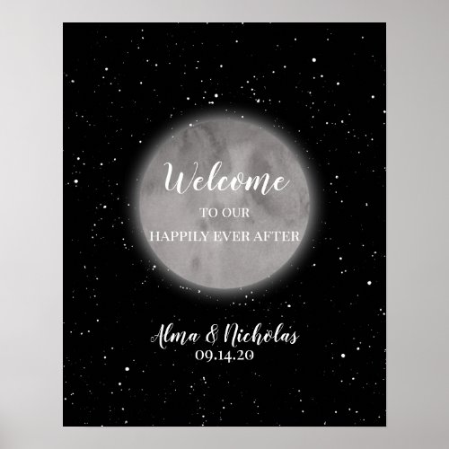 Celestial Moon  Stars Wedding Welcome Sign