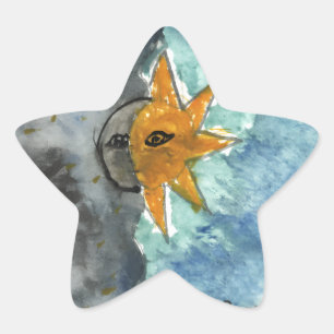 Celestial moon sun sticker