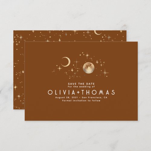 Celestial Moon Terracotta Save the Date