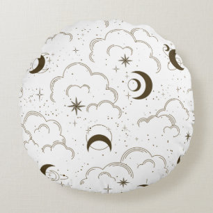 Celestial Moon Theme  Round Pillow