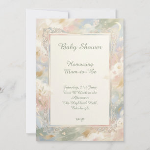 Celestial Moon Watercolor Baby Shower Invitation