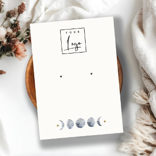 Celestial Moon Watercolor Earring Display Logo Business Card