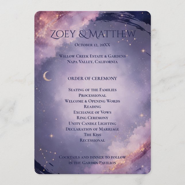 Celestial Moon Wedding Ceremony Program (Front)
