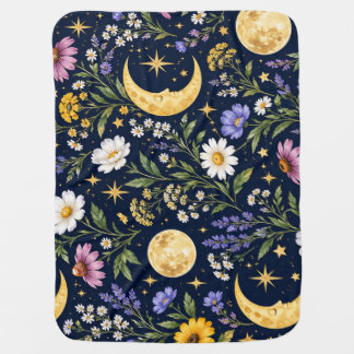 Celestial Moon & Wildflower Botanical Seamless Baby Blanket