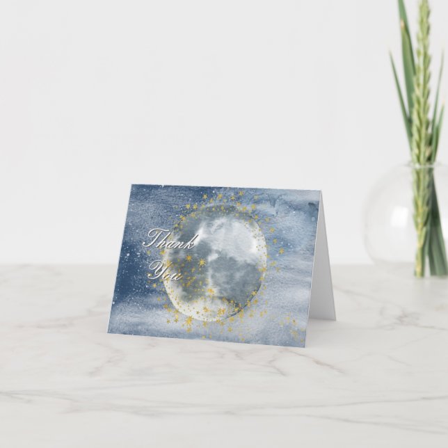 Celestial Moonbeam Dream  Letterpress Thank You Card (Front)