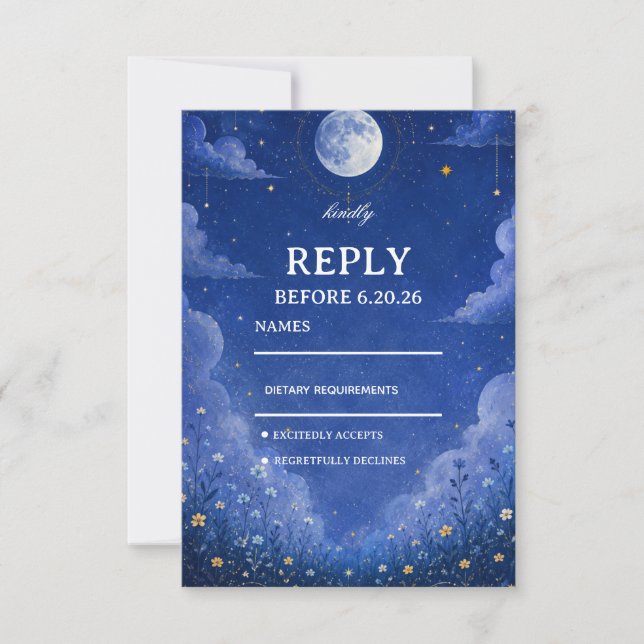 Celestial Moonlit Cosmic RSVP Card (Front)