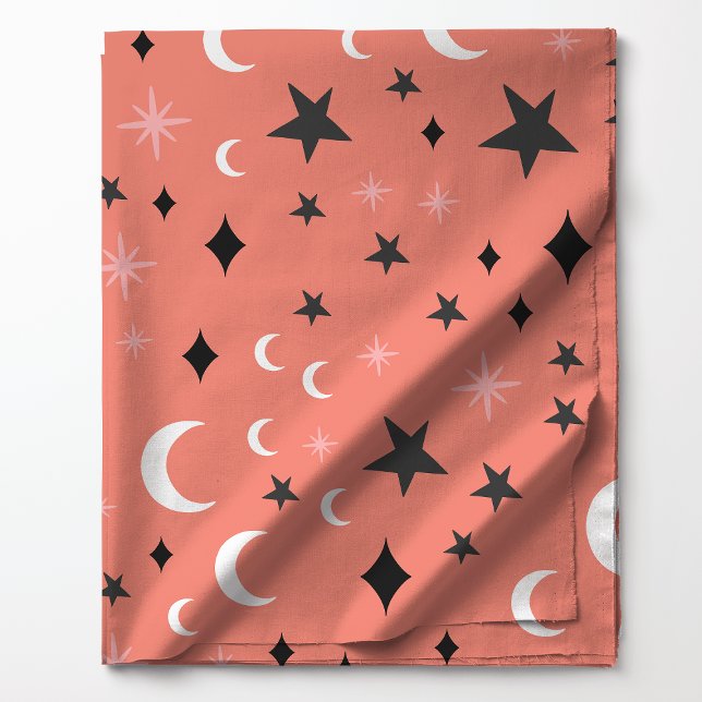 Celestial Moons and Stars on Coral Pattern Fabric (Creator Uploaded)