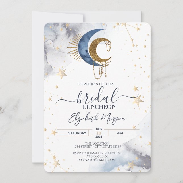 Celestial Moons,Stars Bridal Luncheon  Invitation (Front)