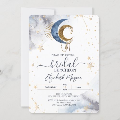 Celestial MoonsStars Bridal Luncheon  Invitation