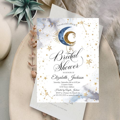 Celestial MoonsStars Bridal Shower Invitation