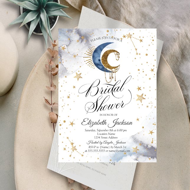 Celestial Moons,Stars Bridal Shower Invitation (Creator Uploaded)