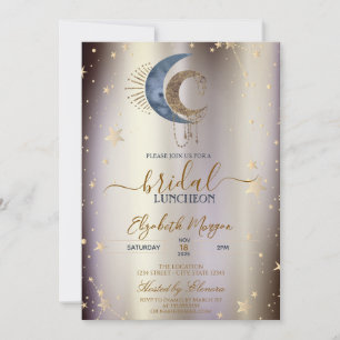 Celestial Moons,Stars Magical Bridal Luncheon Invitation