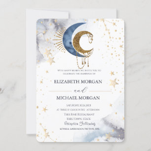 Celestial Moons,Stars Wedding Invitation