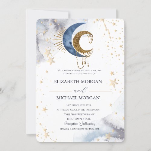 Celestial MoonsStars Wedding  Invitation