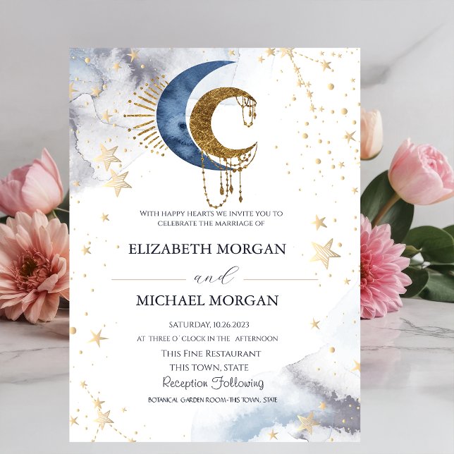 Celestial Moons,Stars Wedding  Invitation (Creator Uploaded)