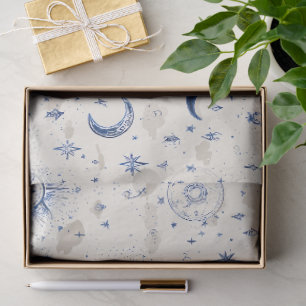 Celestial Moons & Stars Wrapping Paper Navy/Cream