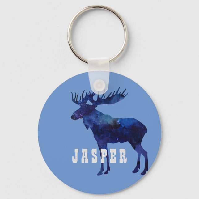 Celestial Moose Silhouette Custom Keychain (Front)