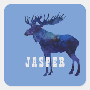 Celestial Moose Silhouette Custom Square Sticker