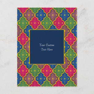 Celestial Moroccan Tile (blue background) Custom Postcard
