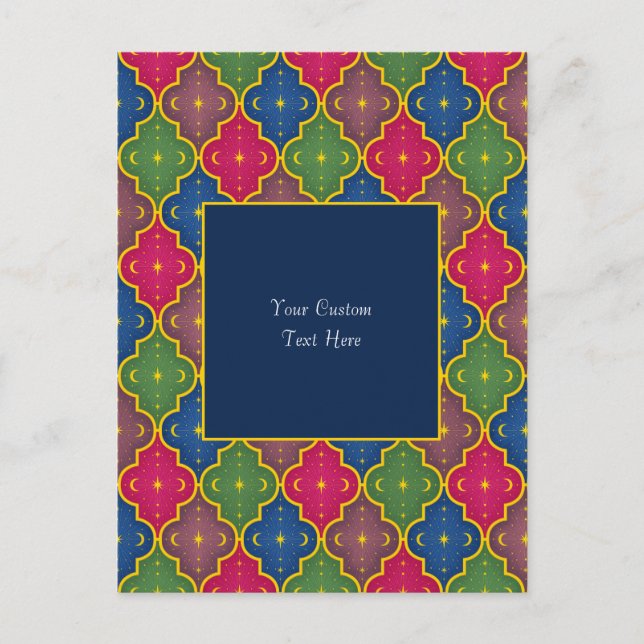 Celestial Moroccan Tile (blue background) Custom Postcard (Front)