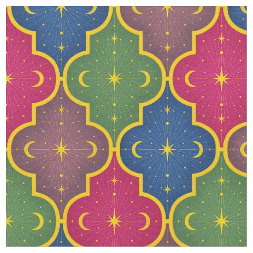 Celestial Moroccan Tile (large scale) Fabric