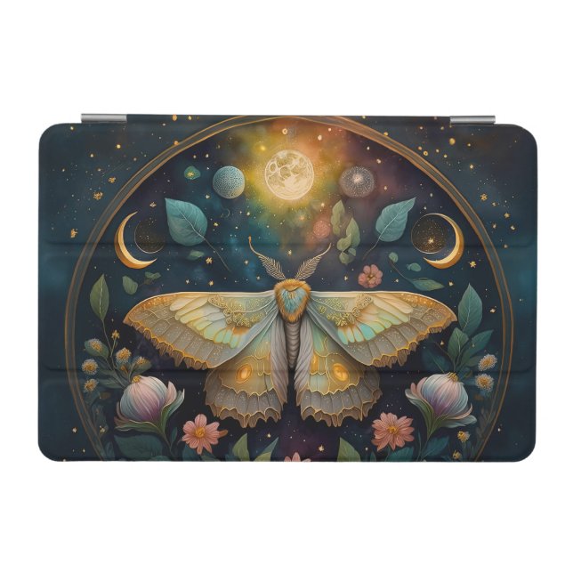 Celestial Moth and Full Moon – Enchanted Night iPad Mini Cover (Horizontal)