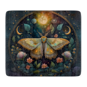 Celestial Moth and Moon Phases – Enchanted Night Cutting Board