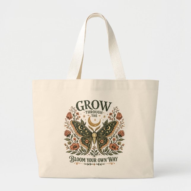Celestial Moth Botanical Tote Bag (Front)