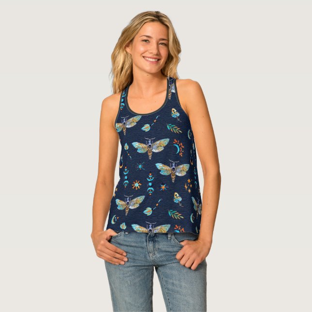 Celestial Moth Butterfly Pattern Tank Top (Front Full)