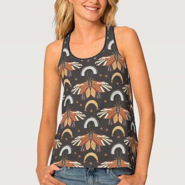 Celestial Moth Butterfly Pattern Tank Top (Front)