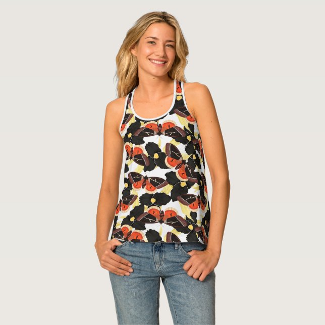 Celestial Moth Butterfly Pattern Tank Top (Front Full)