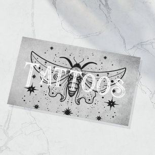 Celestial Moth Concrete Modern Tattoo Artist Business Card