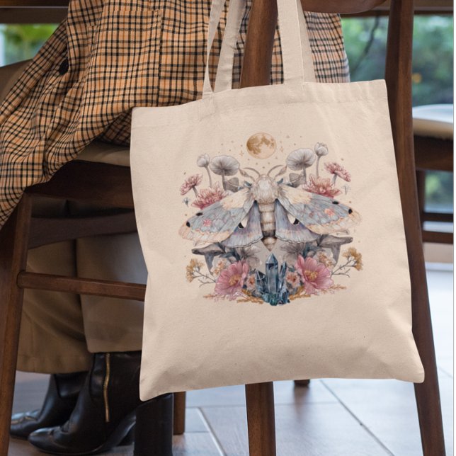 Celestial Moth Crystal Floral Moon   Tote Bag (Creator Uploaded)